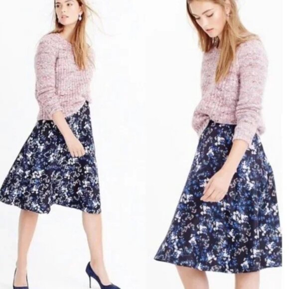 J. Crew Collection A-line Silk Floral Skirt with Pockets - Size 00 - Picture 1 of 5